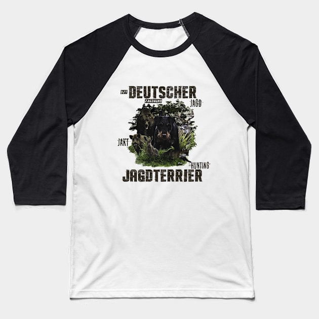 German Hunting  Terrier Baseball T-Shirt by German Wirehaired Pointer 